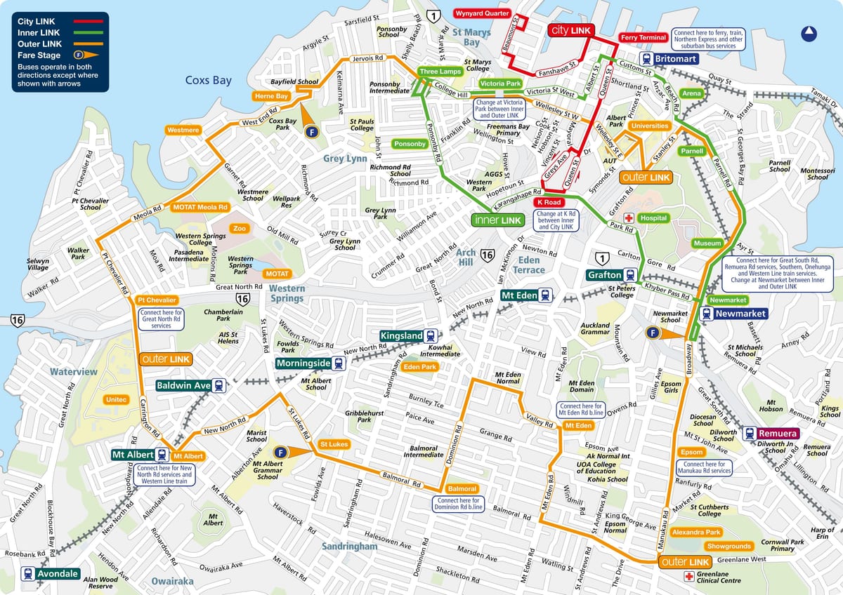 Auckland autobusová zastávka, mapu