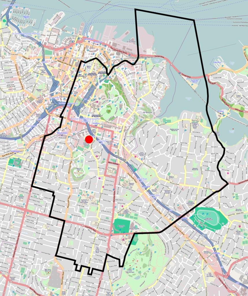 Auckland Gymnázium zóny mapu
