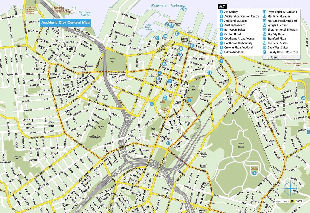 mapa Auckland city centre