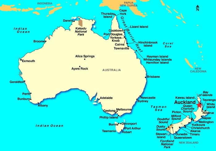 Auckland v mape sveta