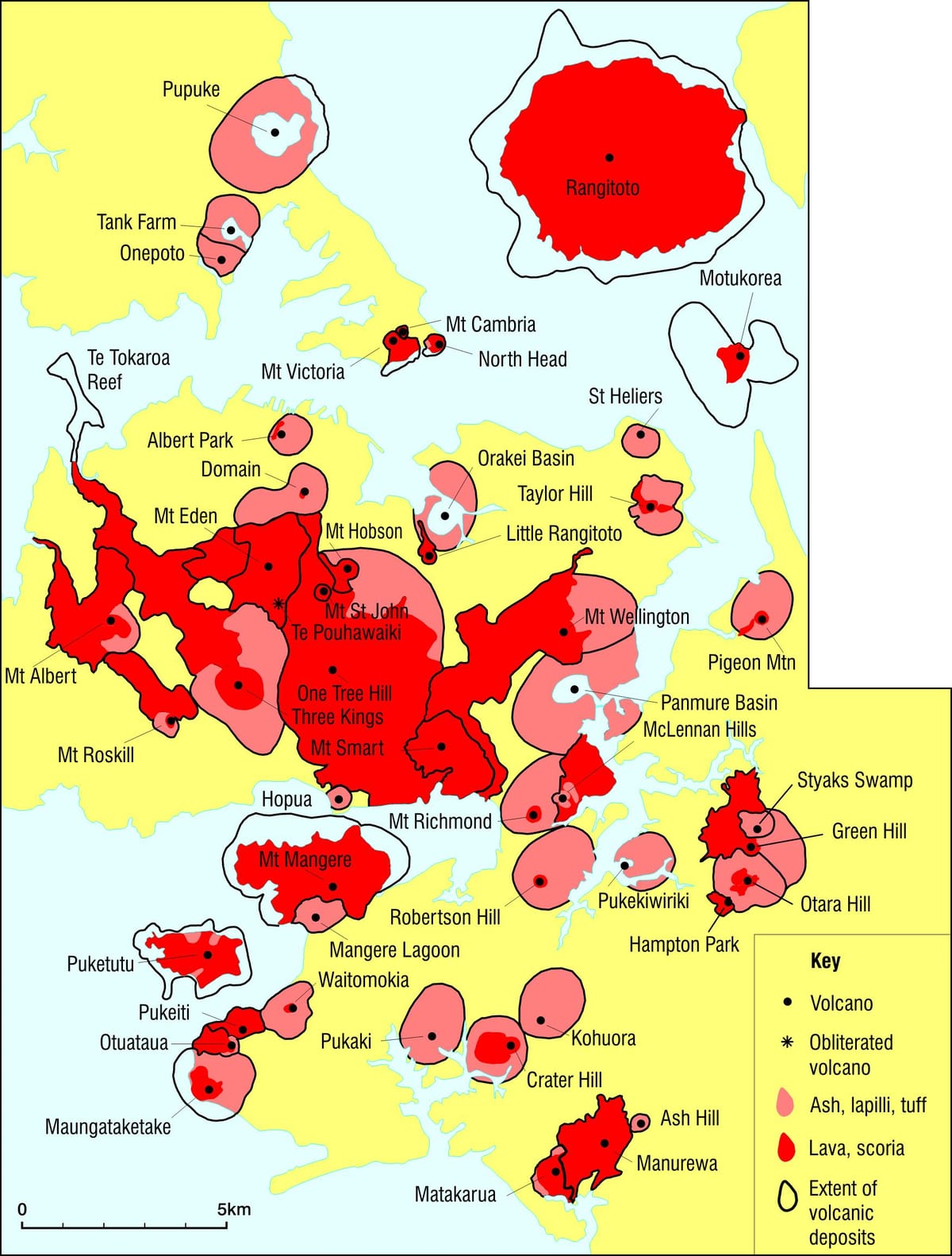 Auckland sopky mapu