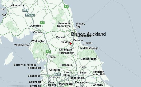 mapa Biskup Auckland