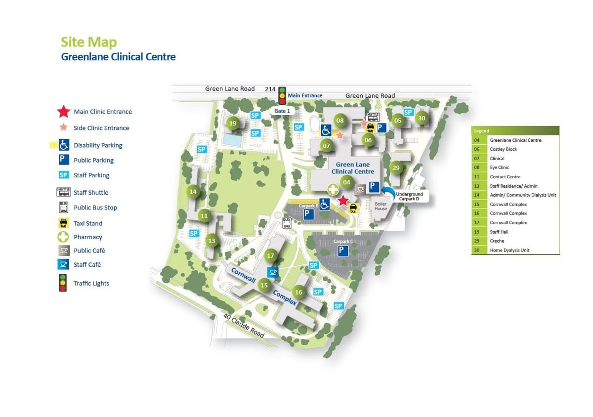 mapa Middlemore nemocnici