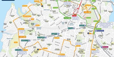 Auckland autobusová zastávka, mapu