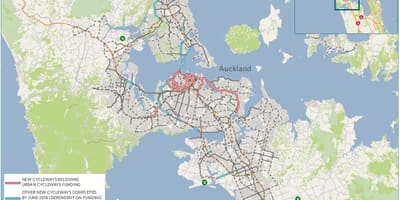 Mapa cycleway Auckland mapu