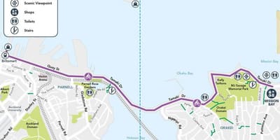 Ružová cycleway Auckland mapu