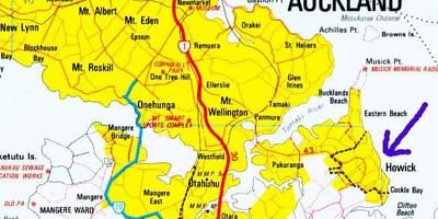 Mapa Howick Auckland